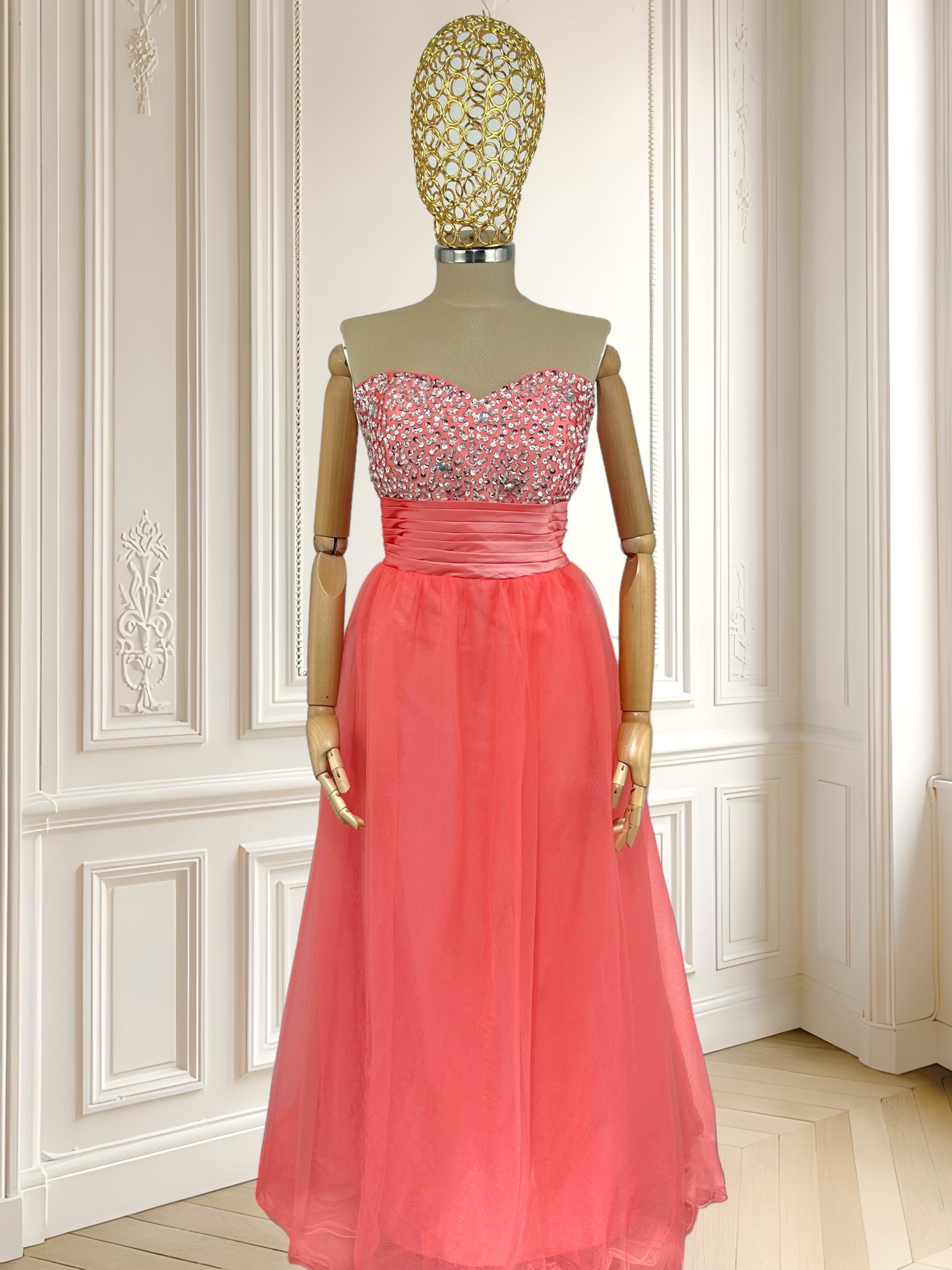 Rochie din tulle cu corset și paiete potrivită pentru L/XL