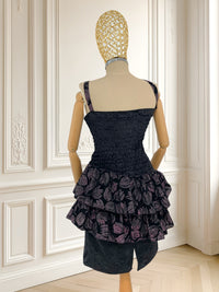 Rochie vintage din catifea cu volane potrivită pentru S/M