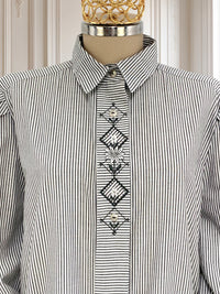 Cămașă vintage cu dungi și broderie mărimea XL