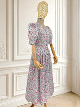 Încarcă imaginea în vizualizatorul Galerie, Rochie vintage cu print floral și mâneci bufante mărimea S

