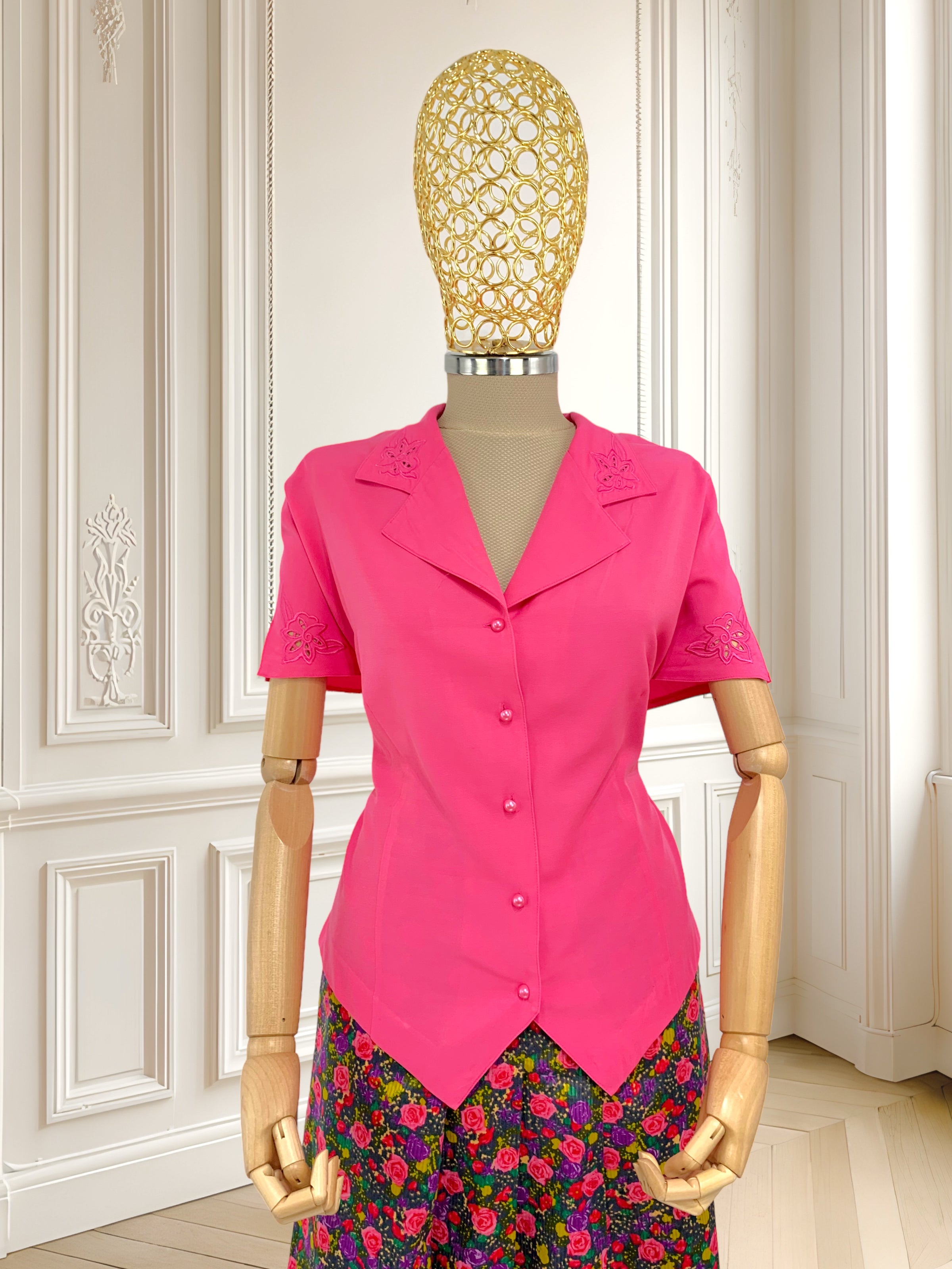 Cămașă cu broderie din amestec de vâscoză potrivită pentru L/XL
