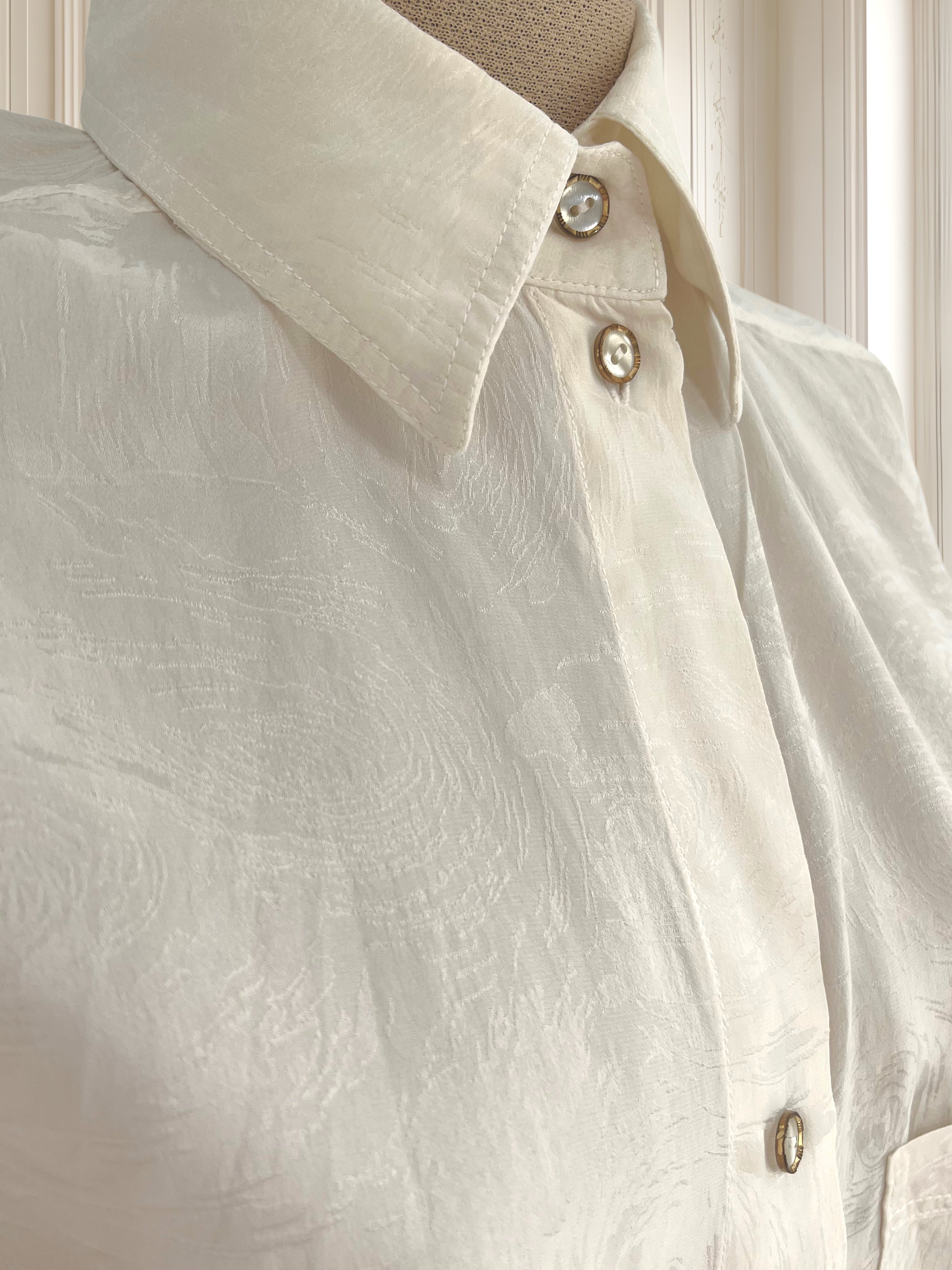 Cămașă vintage din mătase naturală potrivită pentru L/XL