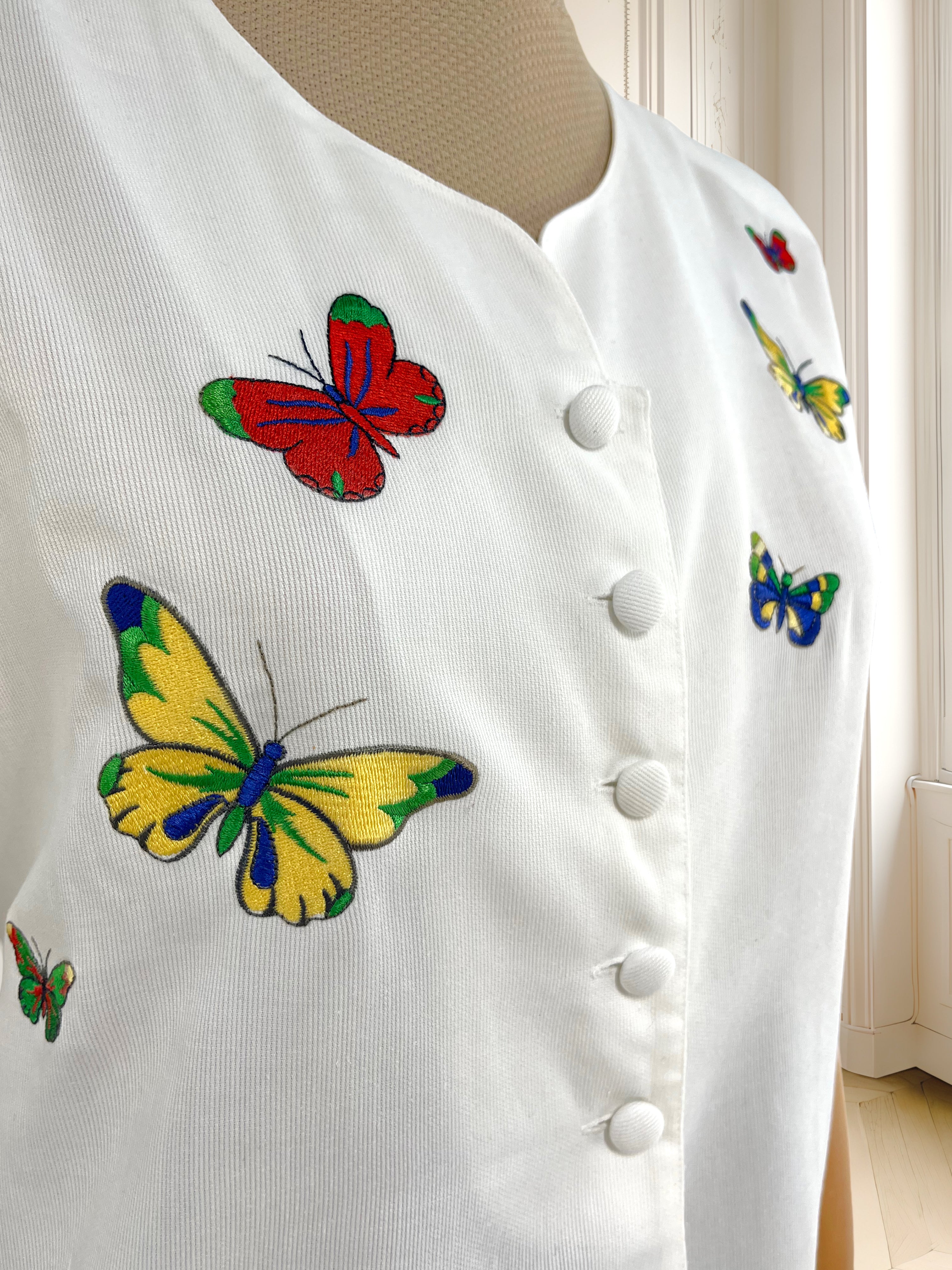 Cămașă vintage cu fluturi potrivită pentru M/L
