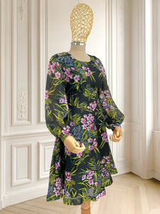 Rochie colorată cu mâneci bufante mărimea M