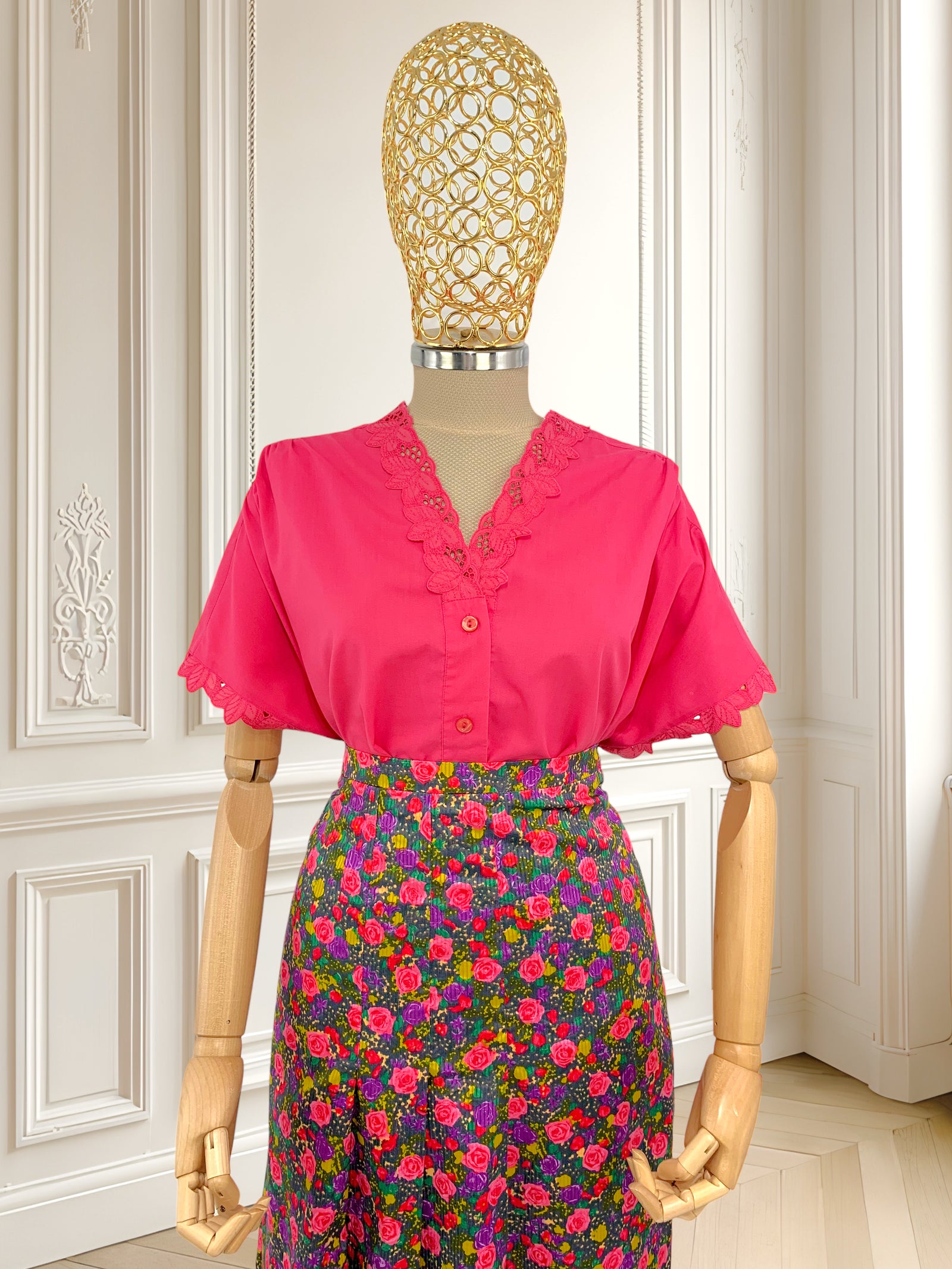 Cămașă roz cu broderie mărimea XL