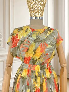 Compleu vintage cu print floral potrivit pentru M/L