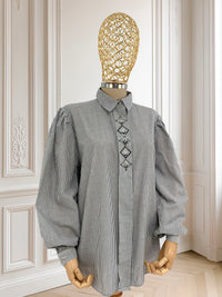 Cămașă vintage cu dungi și broderie mărimea XL