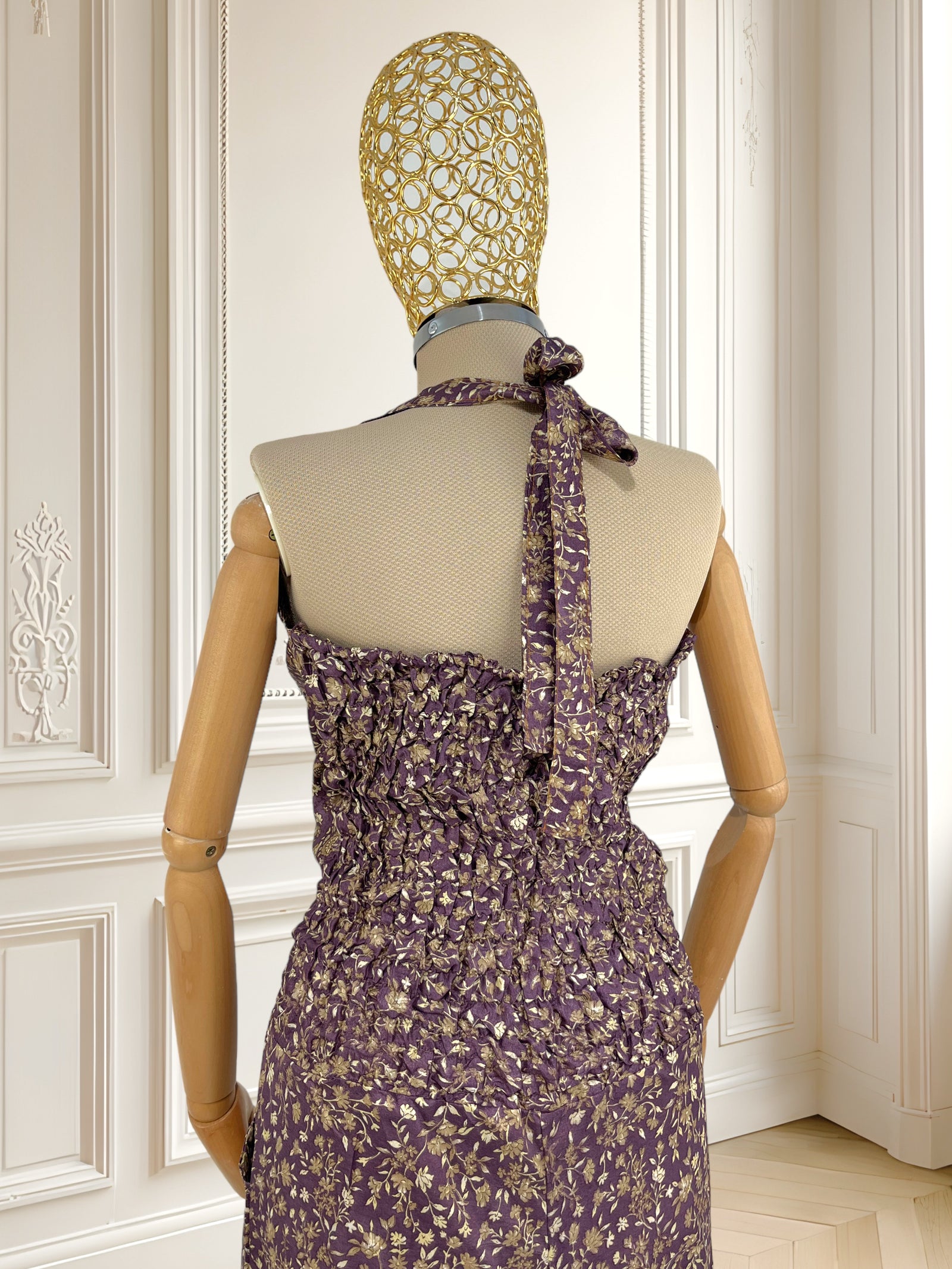 Salopetă mov cu print floral mărimea M