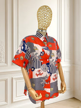 Încarcă imaginea în vizualizatorul Galerie, Cămașă din mătase naturală cu print marinăresc potrivită pentru L/XL
