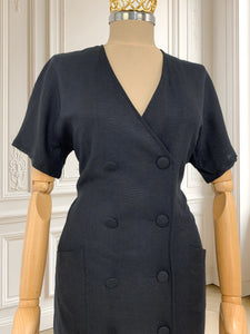 Rochie neagră cu două rânduri de nasturi mărimea M