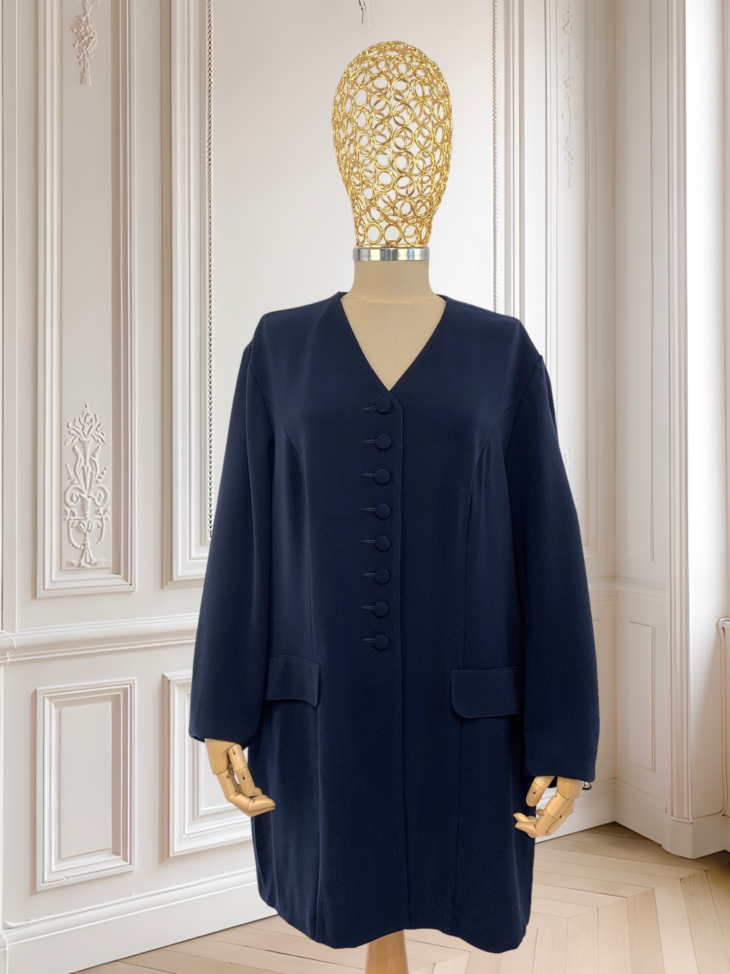 Sacou bleumarin subțire potrivit pentru L/XL
