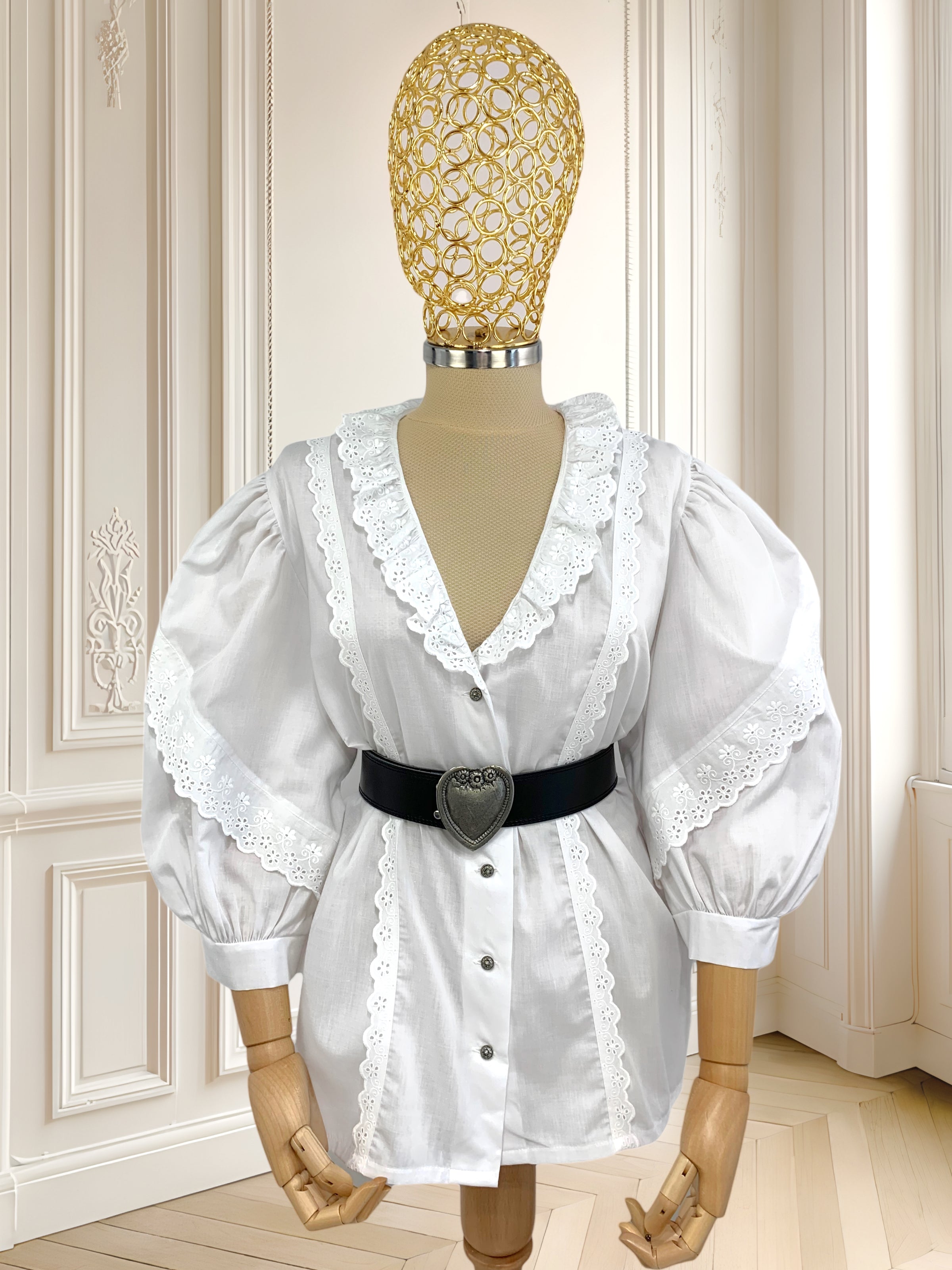 Cămașă vintage cu broderie potrivită pentru XL/XXL