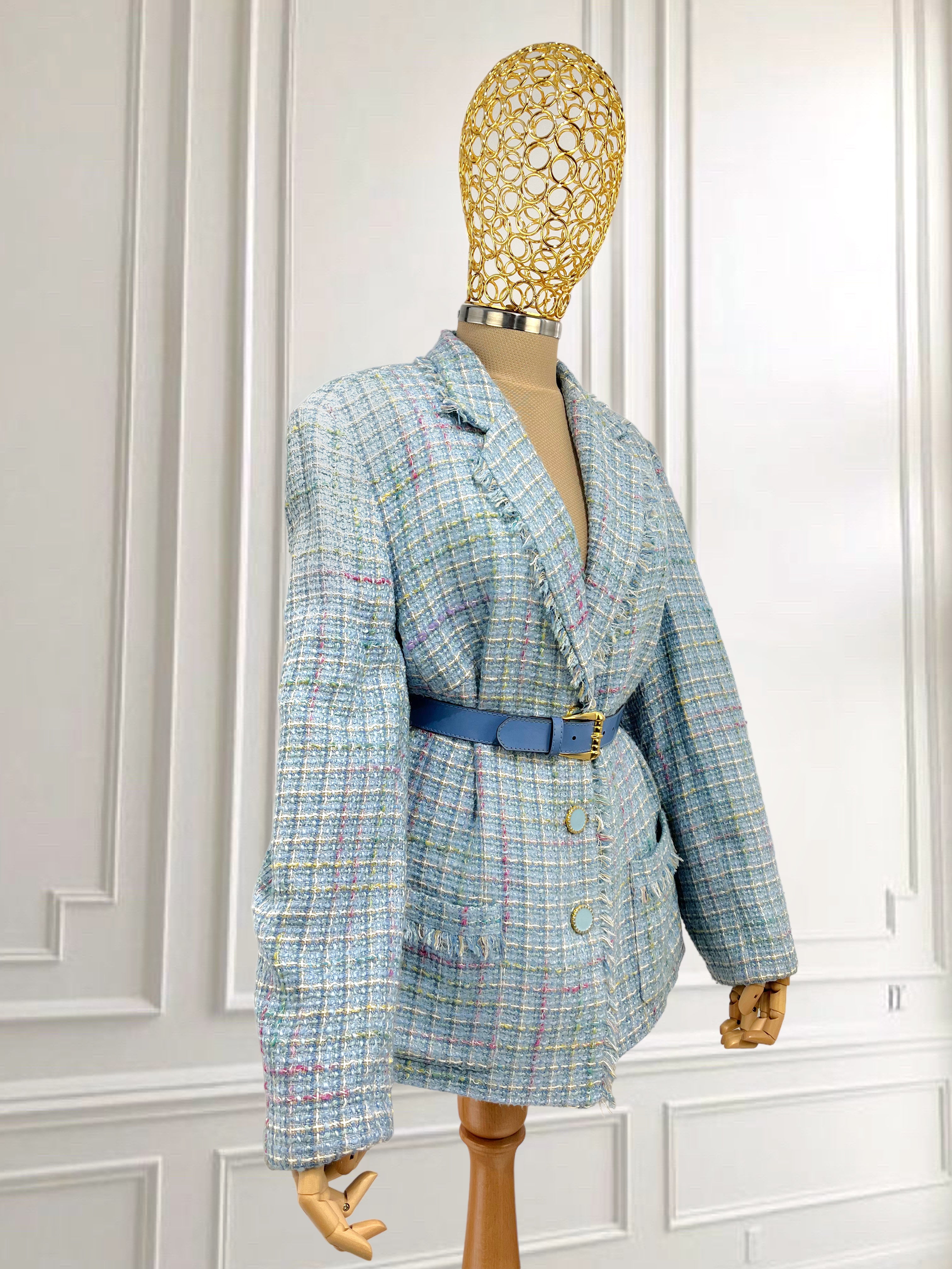 Sacou albastru din tweed mărimea XL