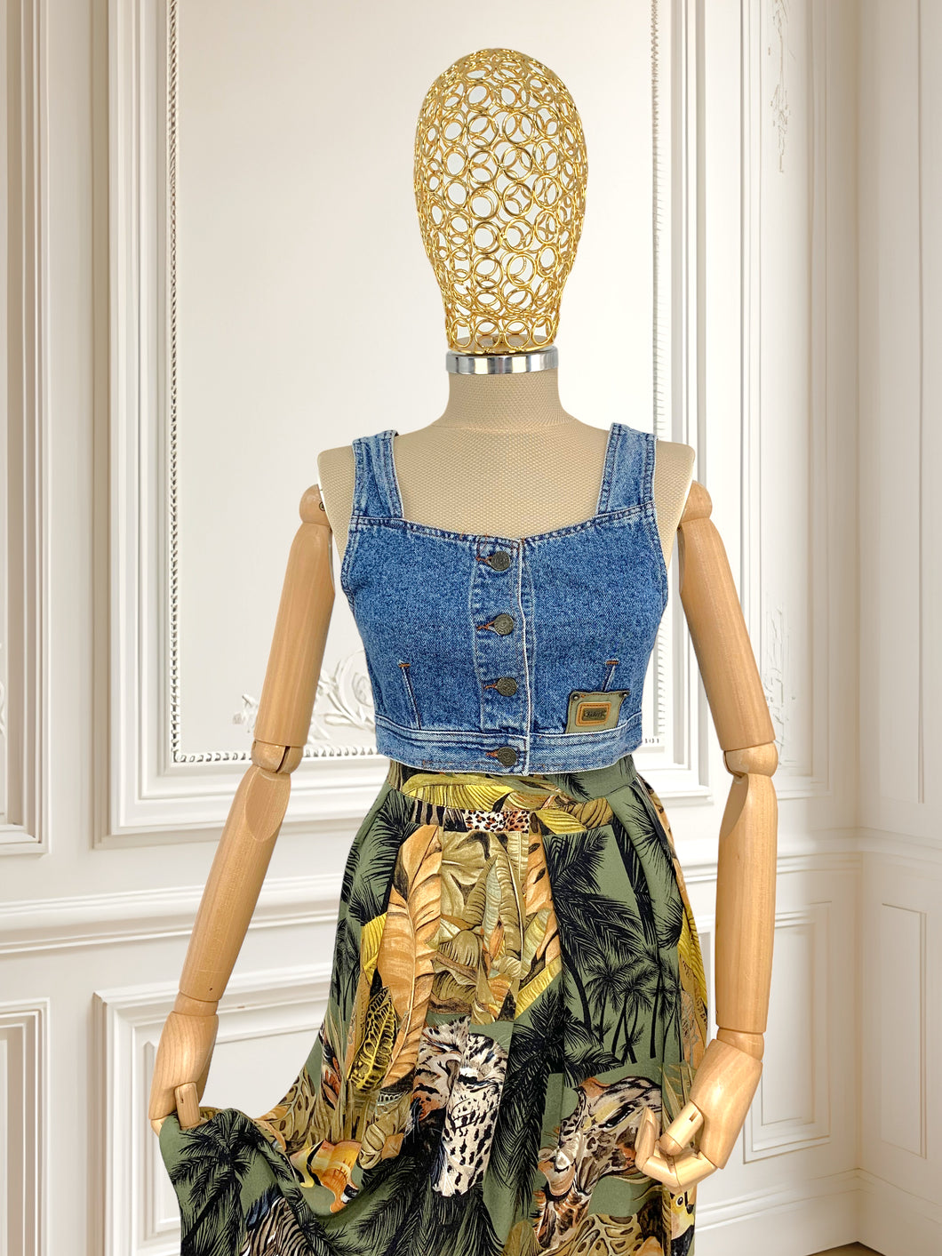 Crop top vintage din denim mărimea XS