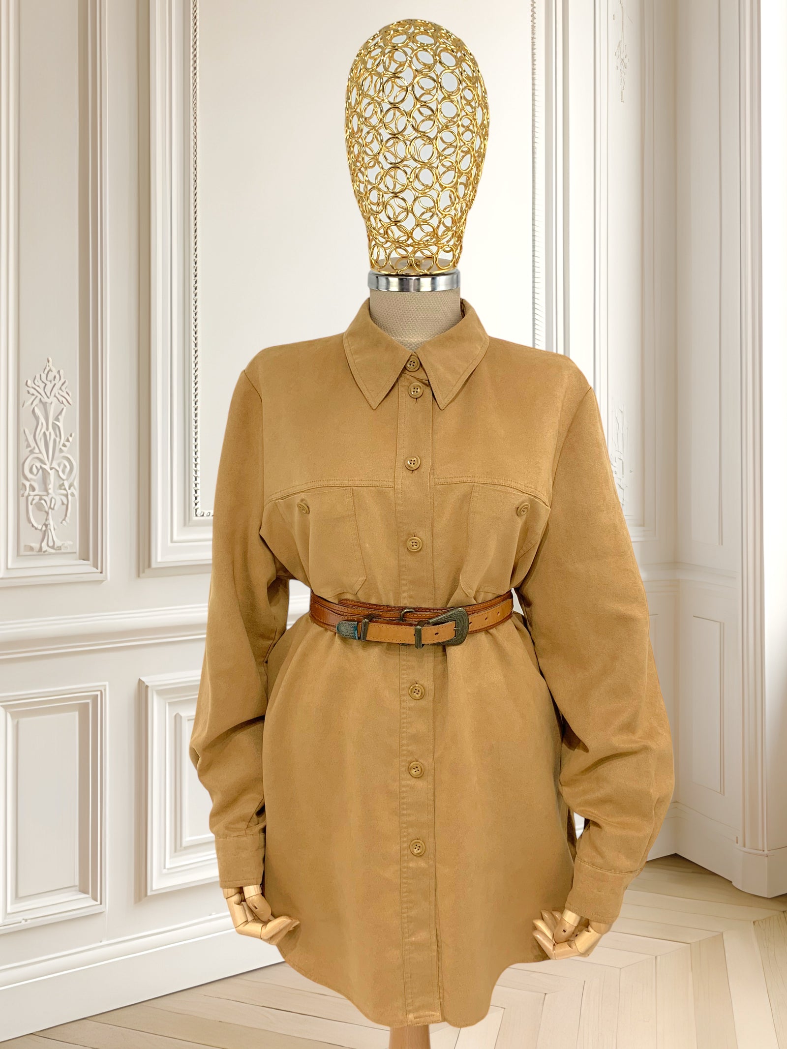 Cămașă cu aspect de piele întoarsă potrivită pentru L/XL