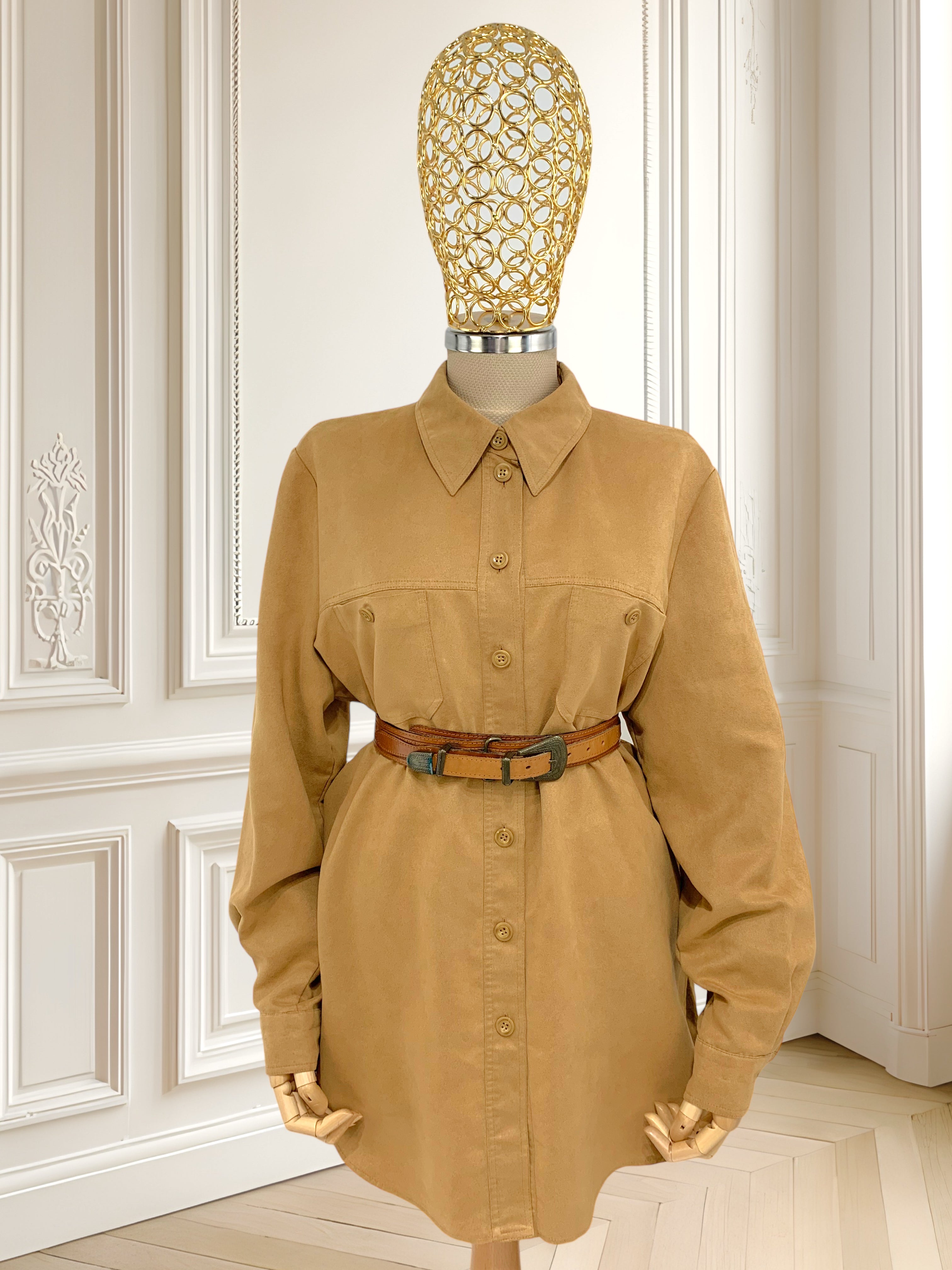 Cămașă cu aspect de piele întoarsă potrivită pentru L/XL
