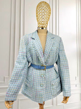 Încarcă imaginea în vizualizatorul Galerie, Sacou albastru din tweed mărimea XL
