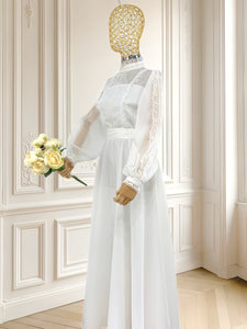 Rochie vintage albă cu dantelă mărimea M