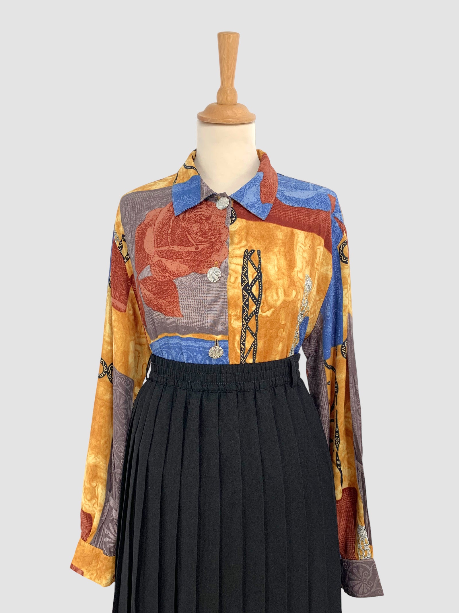 Cămașă vintage din vâscoză potrivită pentru L/XL