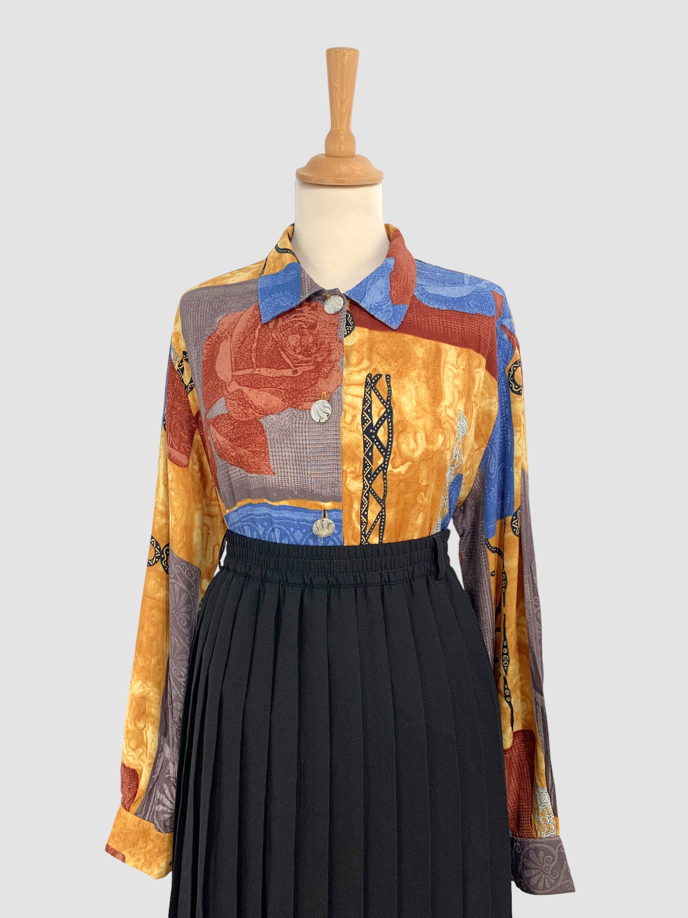 Cămașă vintage din vâscoză potrivită pentru L/XL