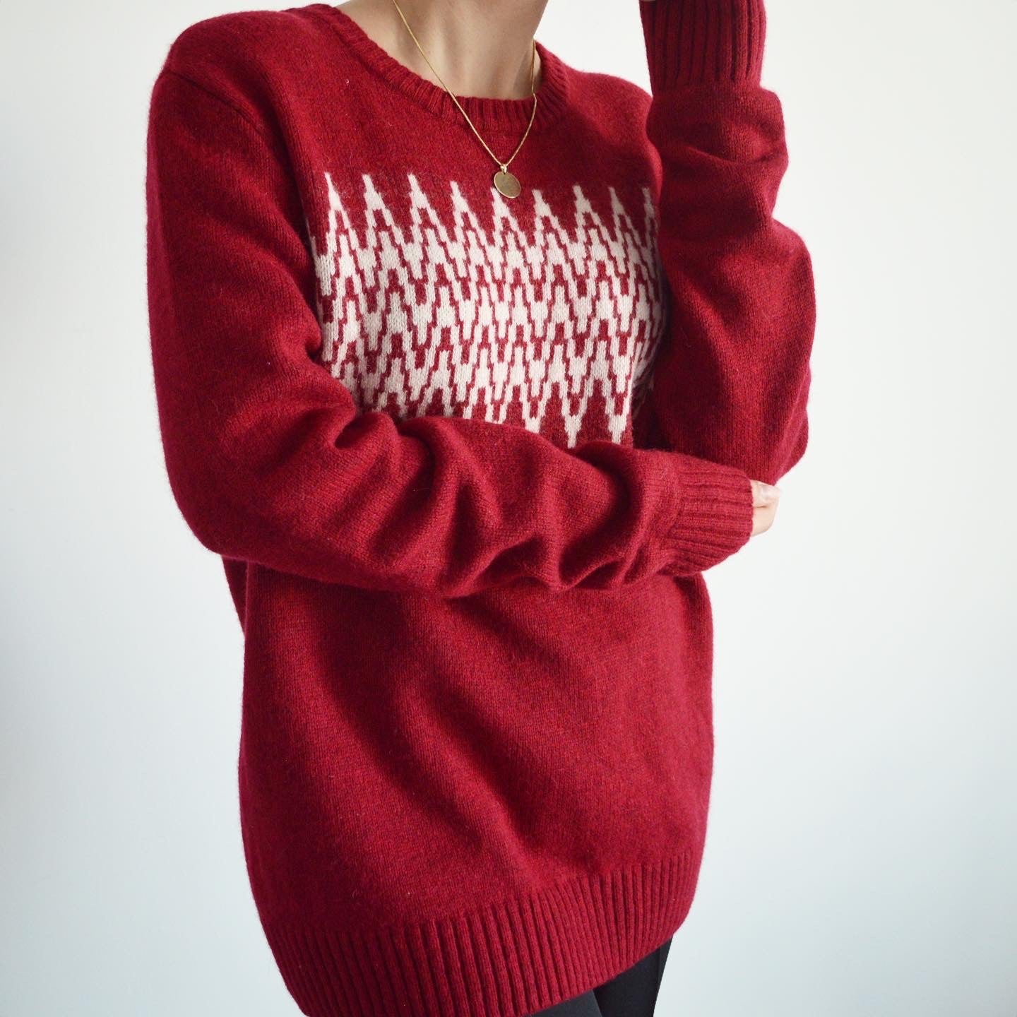 Pulover vintage din amestec de lână potrivit pentru M/L