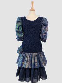 Rochie vintage cu mâneci bufante și volane mărimea S