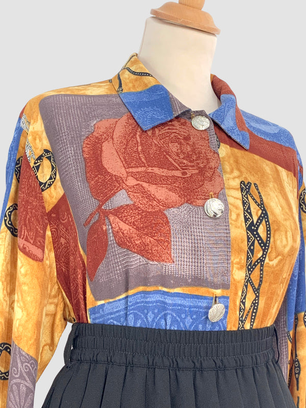 Cămașă vintage din vâscoză potrivită pentru L/XL