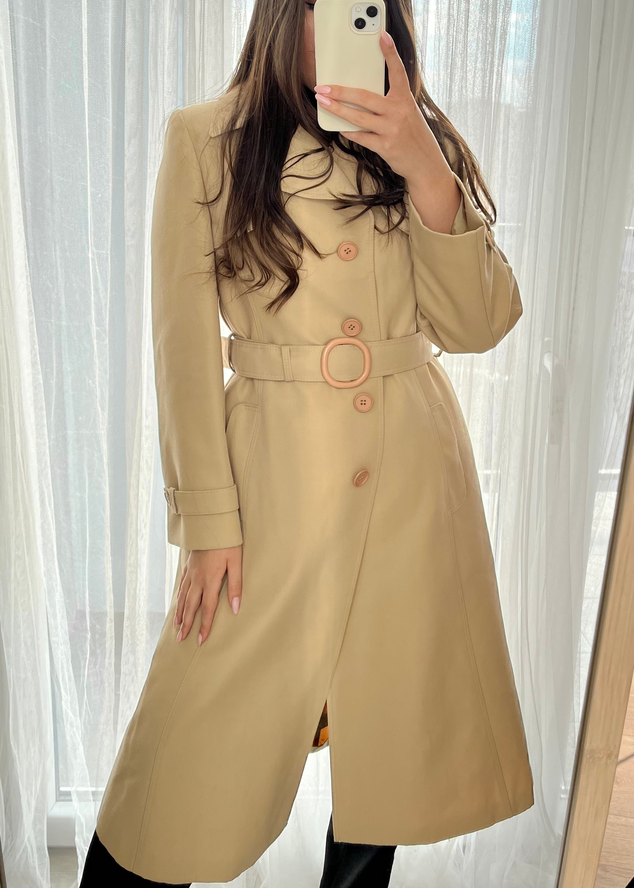 Trench coat superb din amestec de lână pură mărimea M