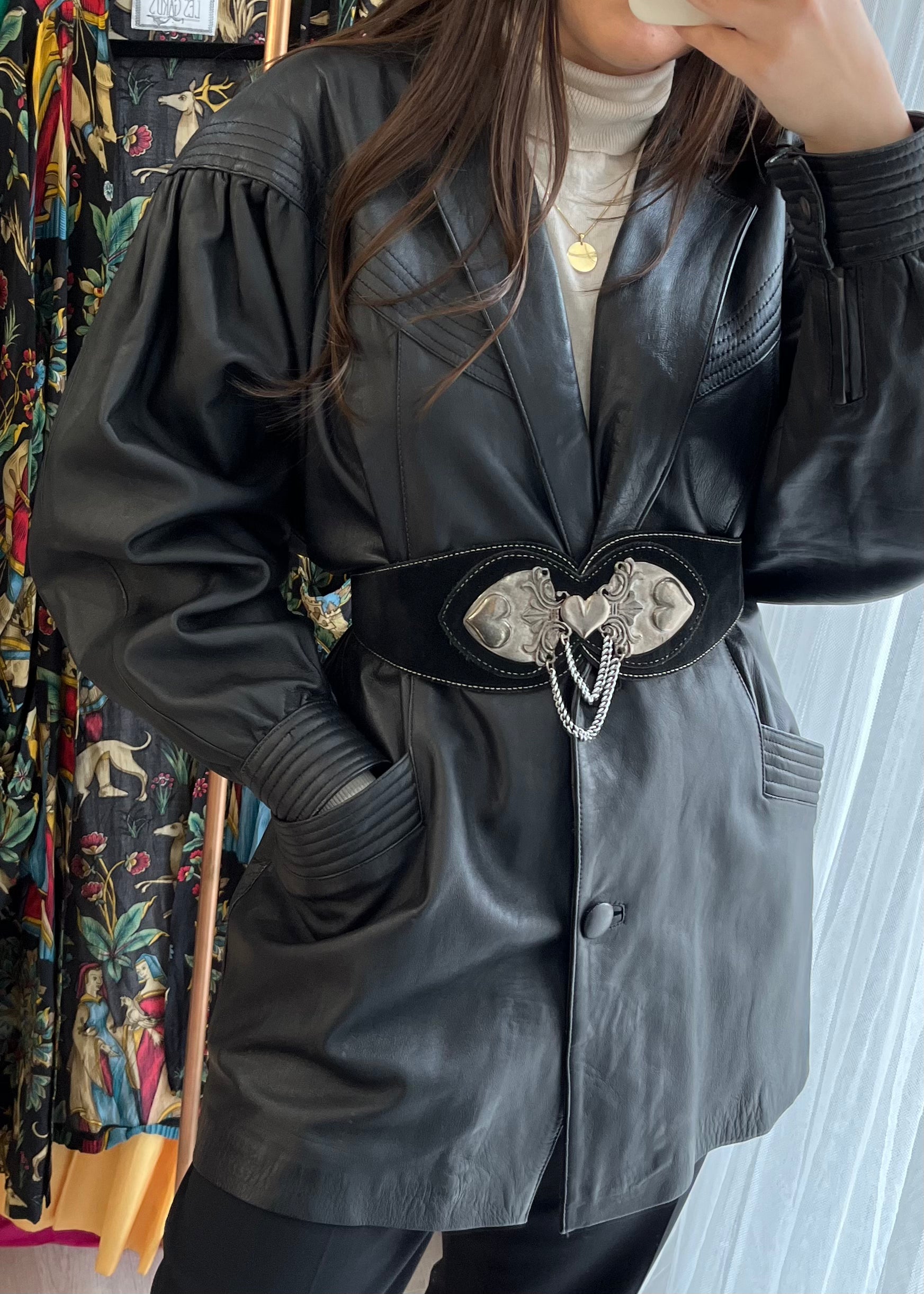 Jachetă vintage din piele naturală potrivită pentru L/XL