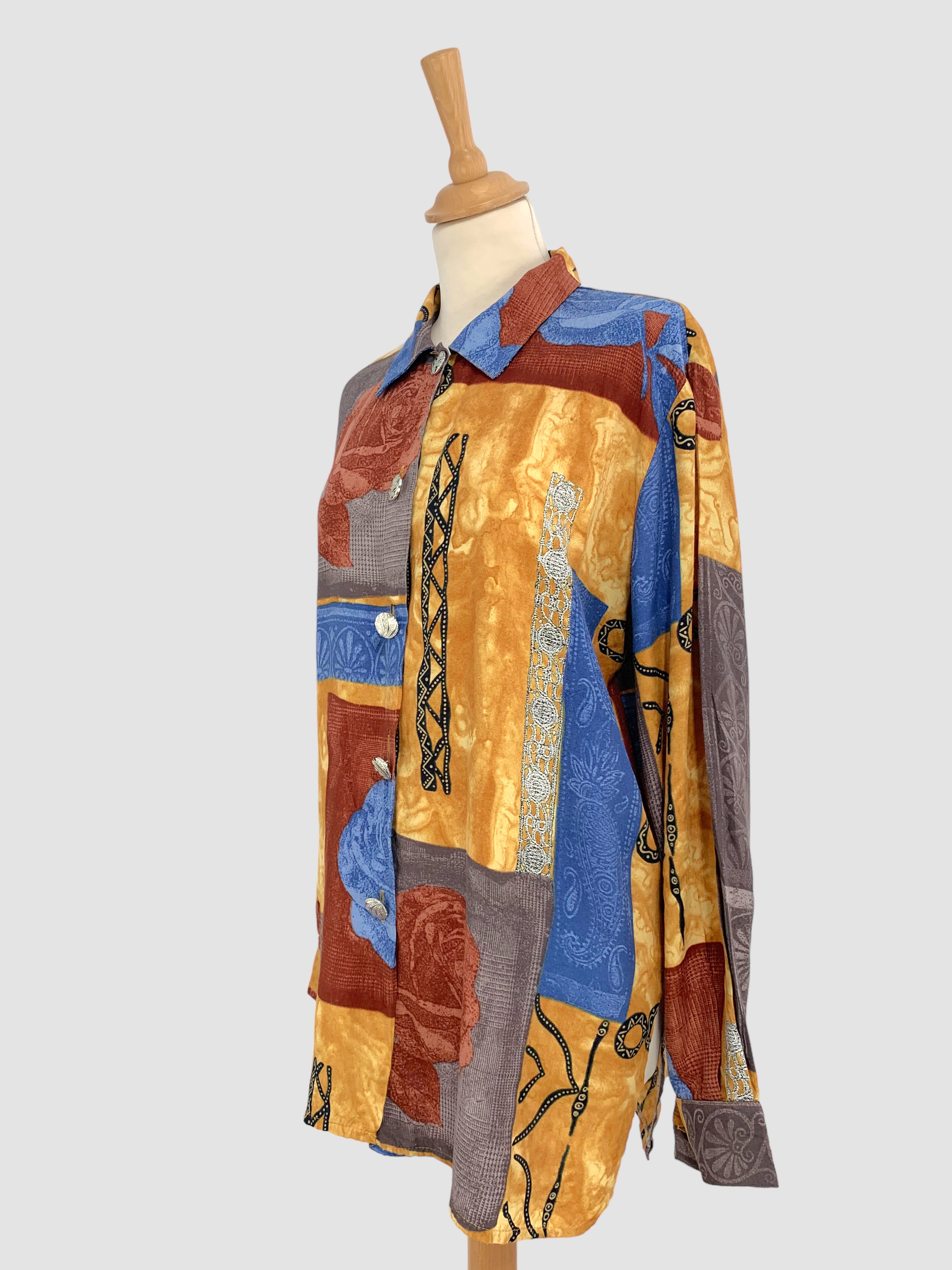 Cămașă vintage din vâscoză potrivită pentru L/XL