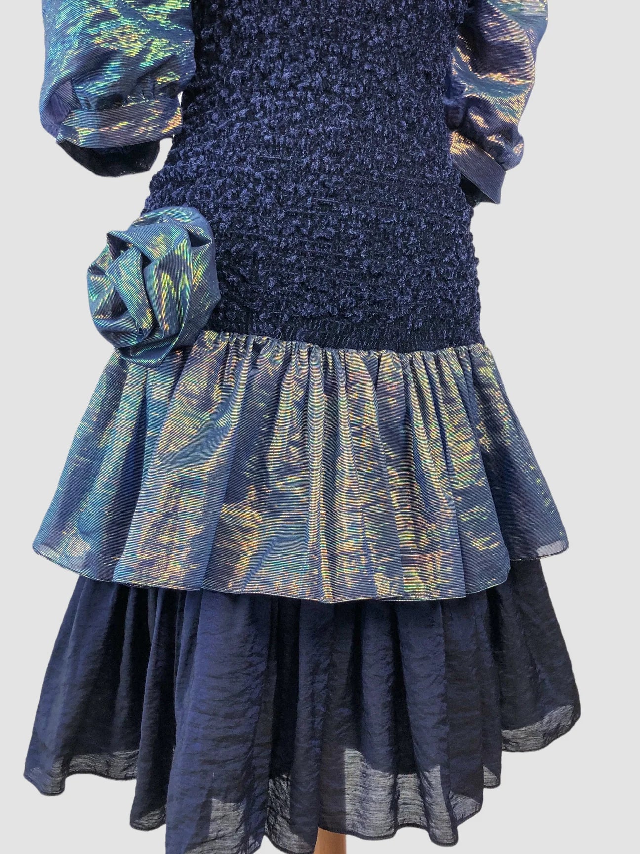 Rochie vintage cu mâneci bufante și volane mărimea S