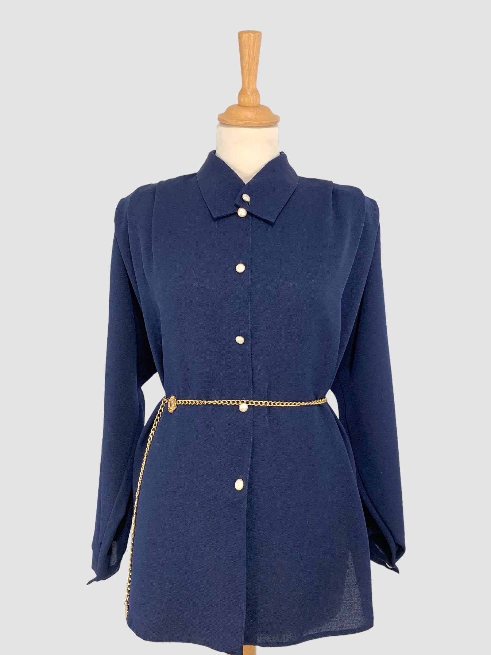 Cămașă vintage bleumarin potrivită pentru L/XL